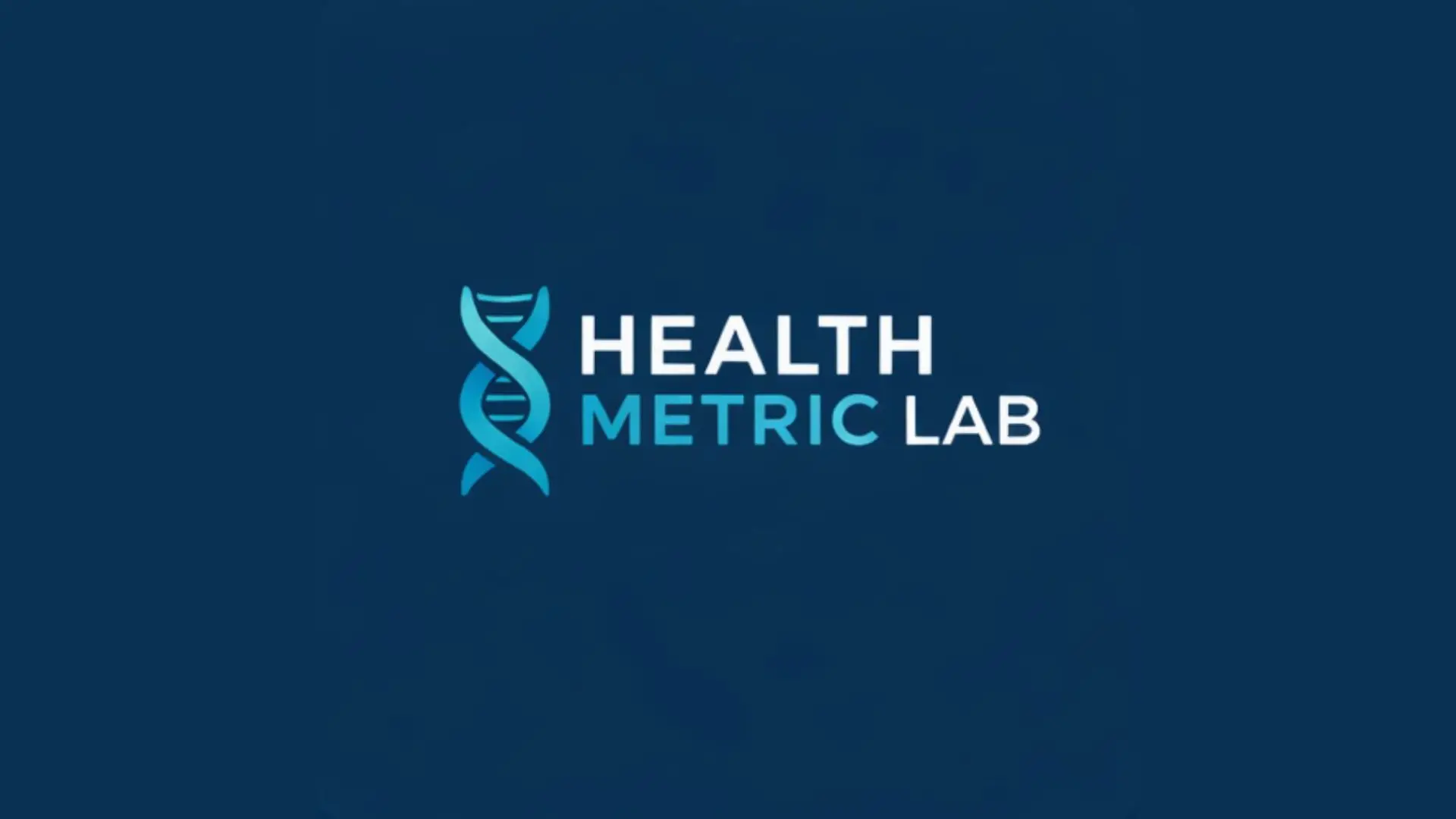 Health Metric Lab professional logo featuring scientific lab and wellness branding in blue and green colors