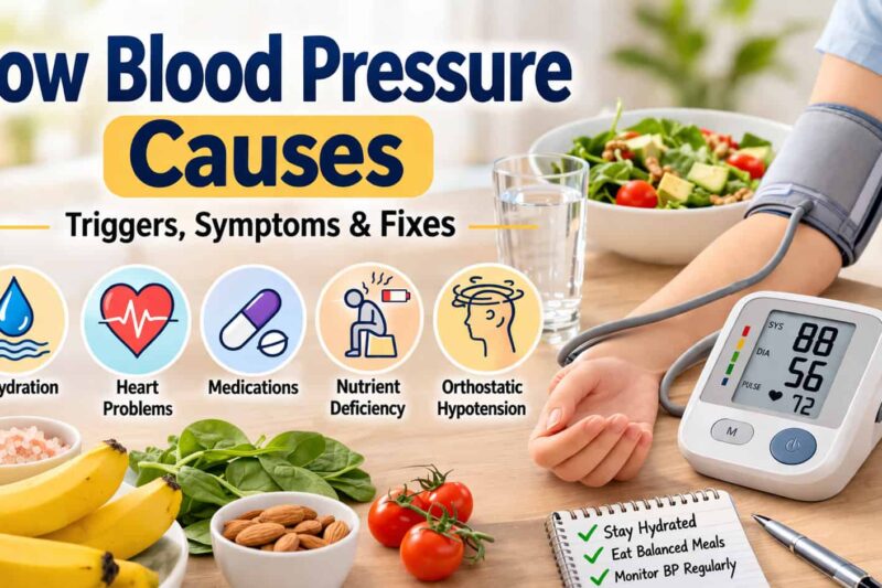 low blood pressure causes symptoms and treatment guide infographic