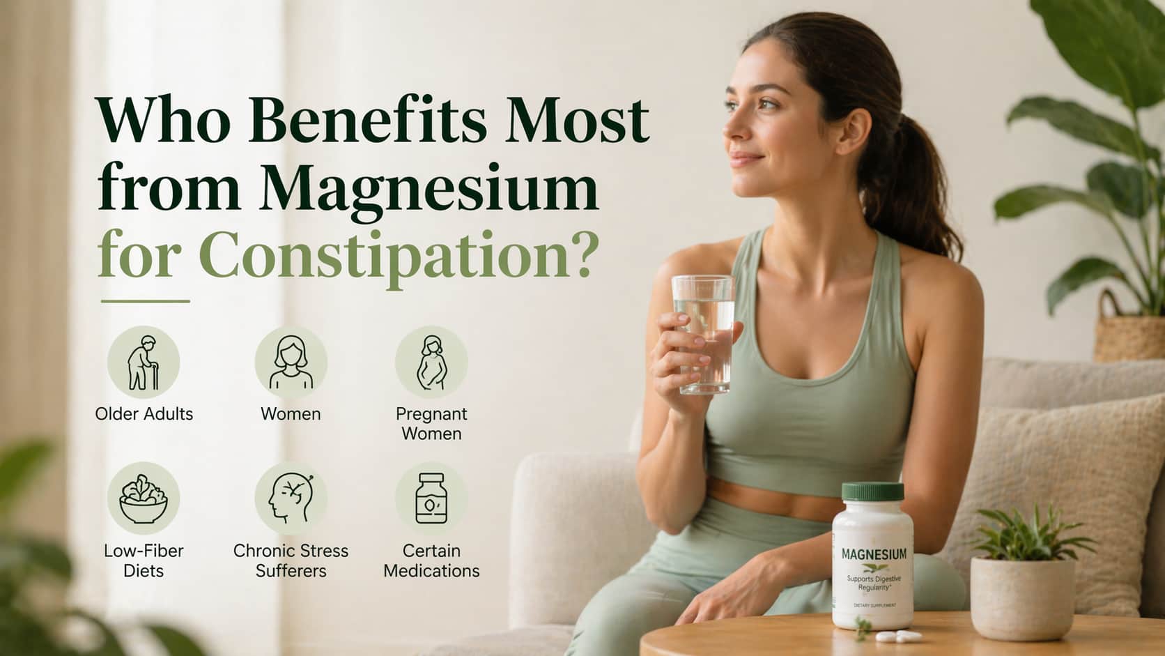 Magnesium benefits for digestive health including constipation relief and improved bowel movement